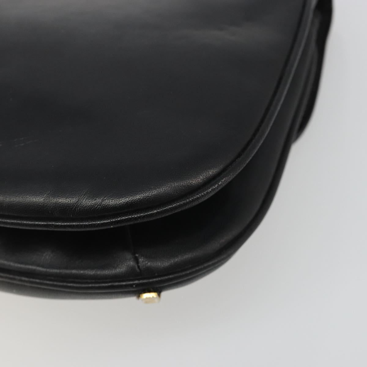 CELINE Chain Shoulder Bag Leather Black Gold Auth 188237
