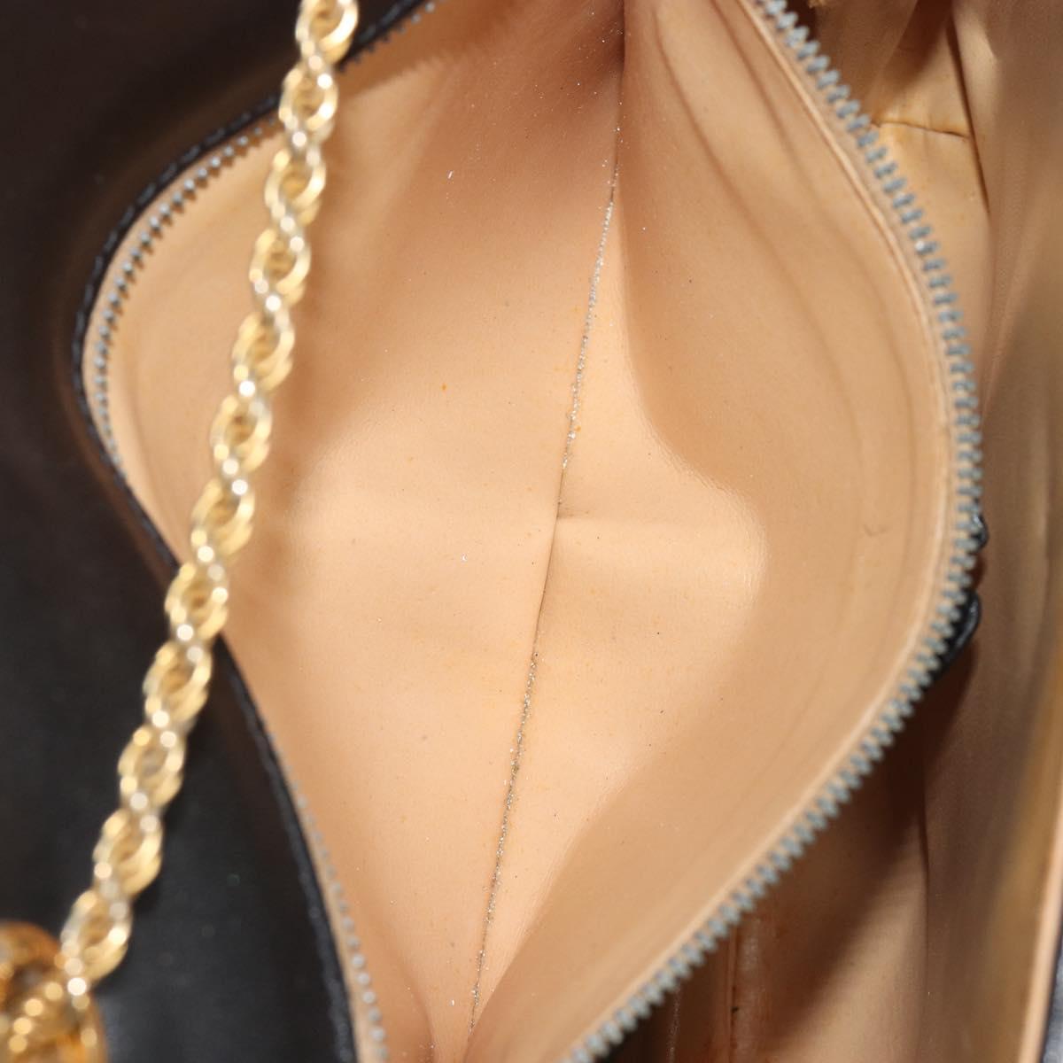 CELINE Chain Shoulder Bag Leather Black Gold Auth 188237