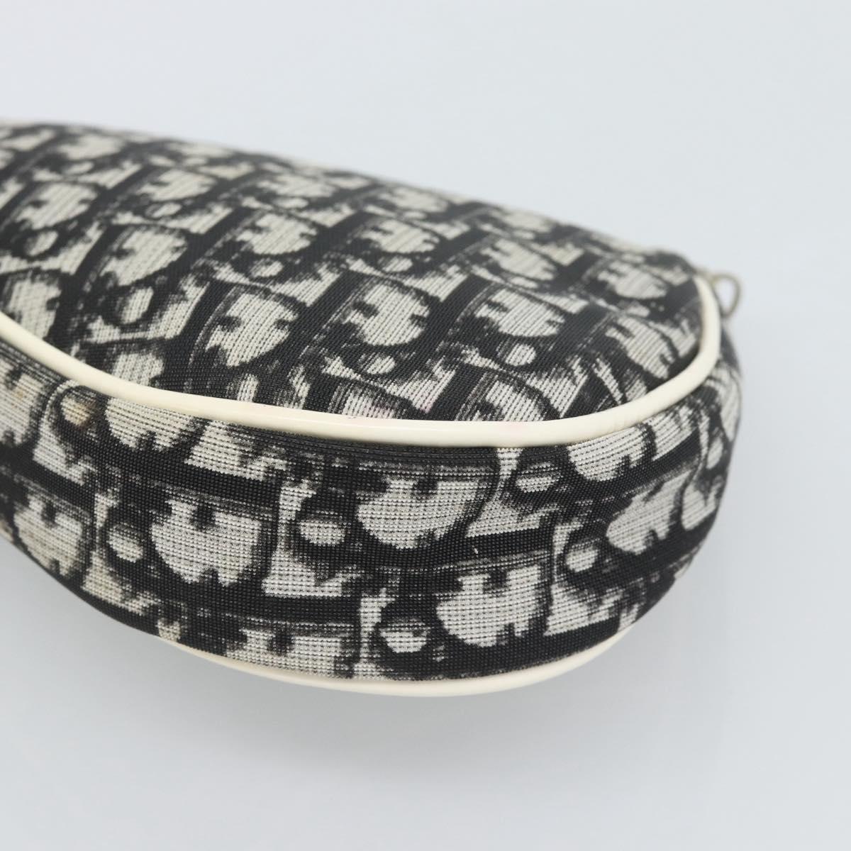 Christian Dior Trotter Canvas Saddle Pouch PVC Black Silver Auth 188238