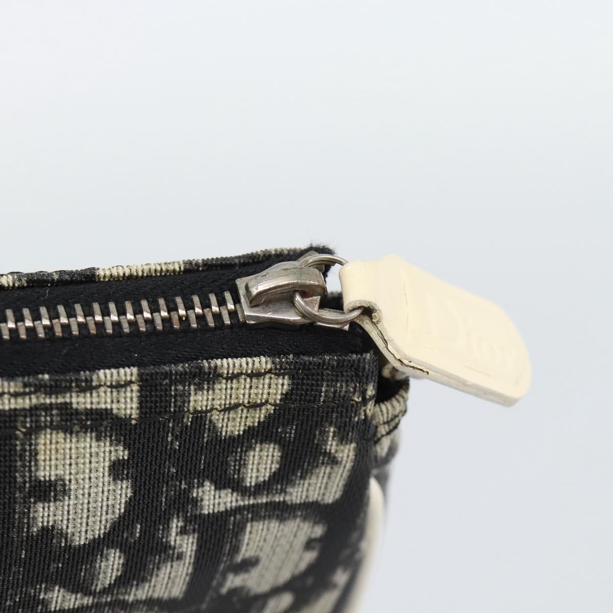 Christian Dior Trotter Canvas Saddle Pouch PVC Black Silver Auth 188238
