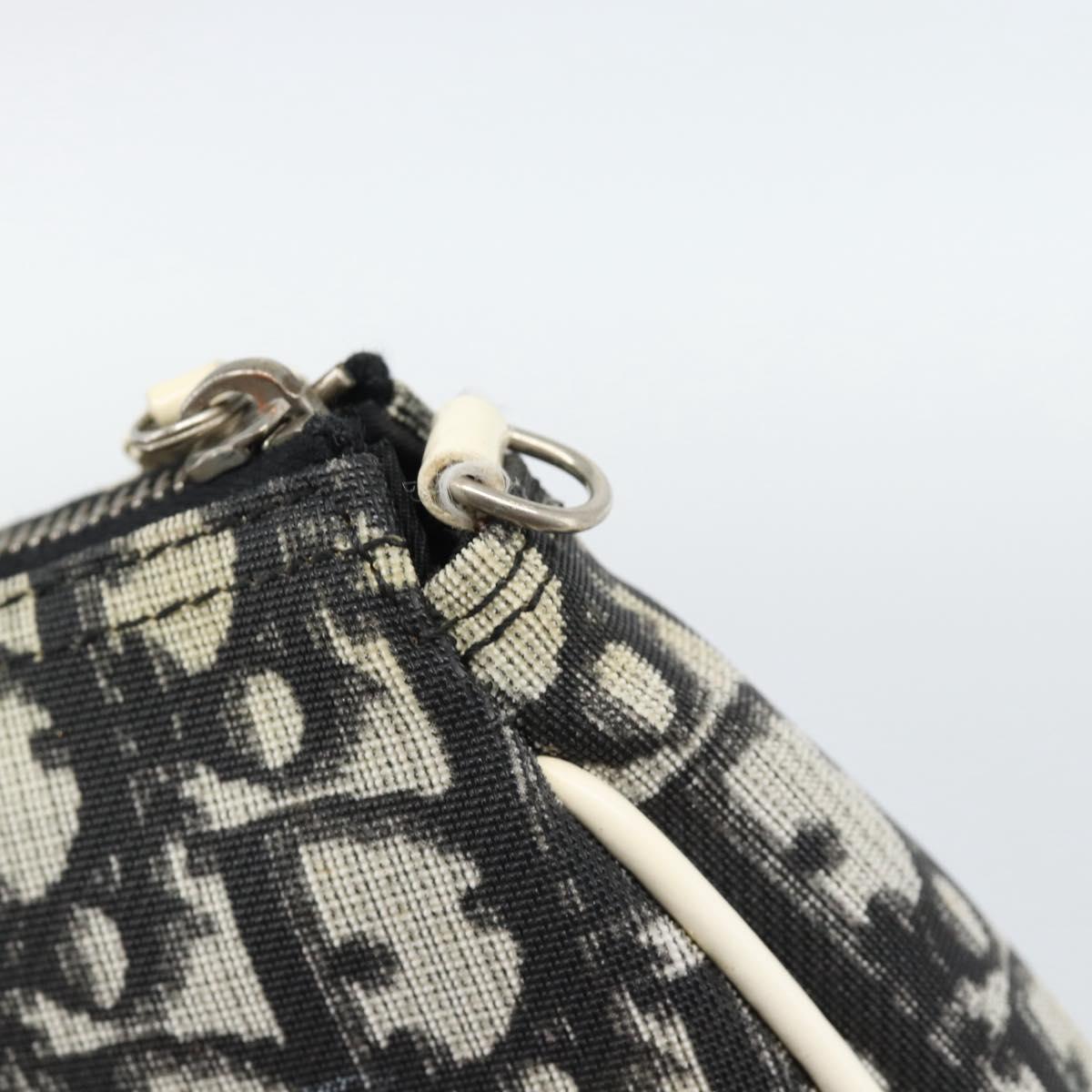 Christian Dior Trotter Canvas Saddle Pouch PVC Black Silver Auth 188238