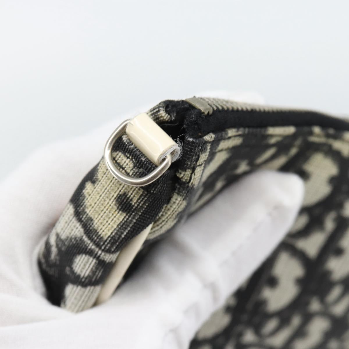 Christian Dior Trotter Canvas Saddle Pouch PVC Black Silver Auth 188238
