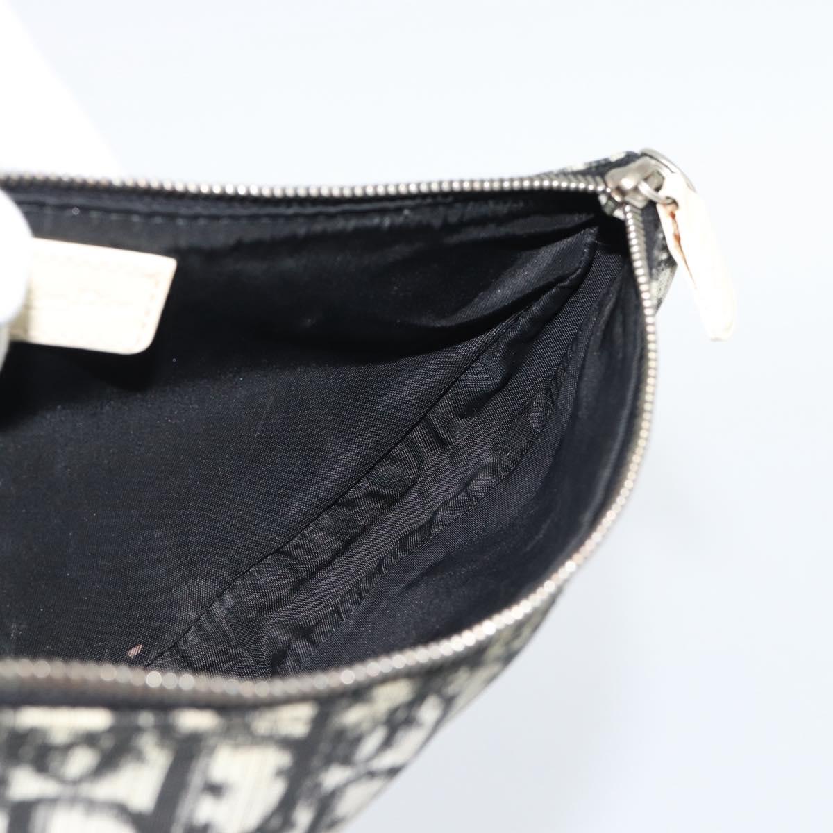 Christian Dior Trotter Canvas Saddle Pouch PVC Black Silver Auth 188238