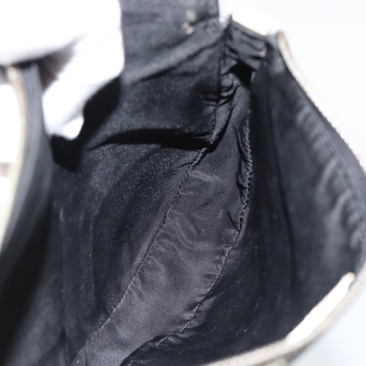 Christian Dior Trotter Canvas Saddle Pouch PVC Black Silver Auth 188238