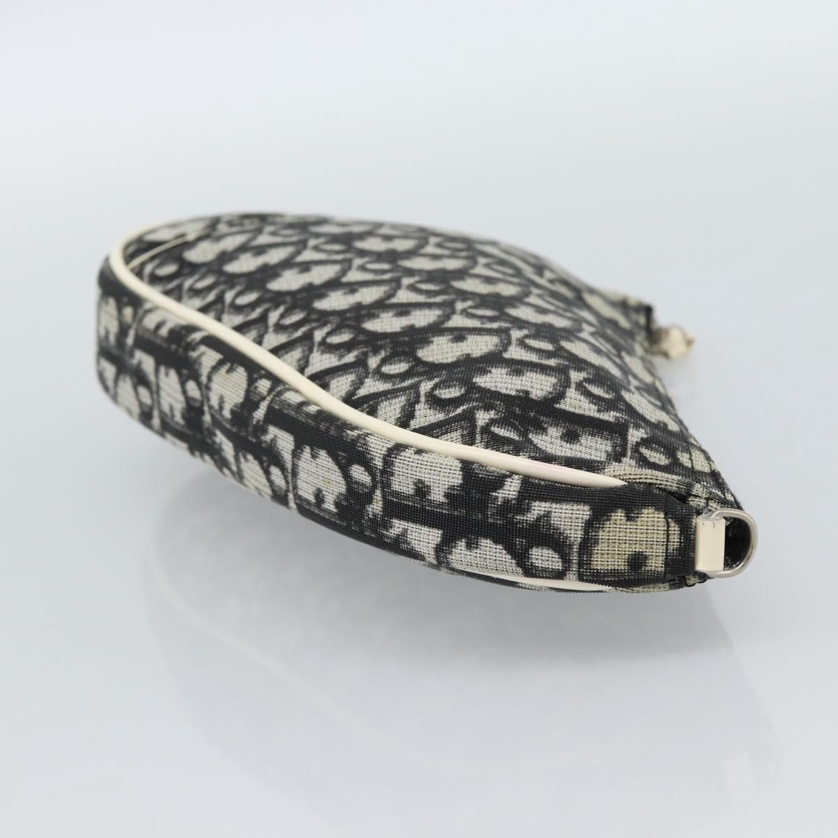 Christian Dior Trotter Canvas Saddle Pouch PVC Black Silver Auth 188238