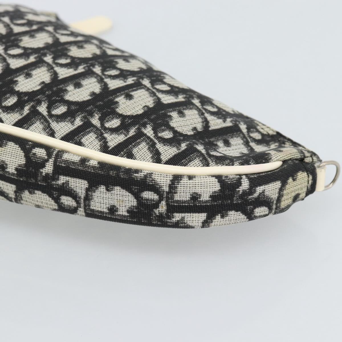 Christian Dior Trotter Canvas Saddle Pouch PVC Black Silver Auth 188238