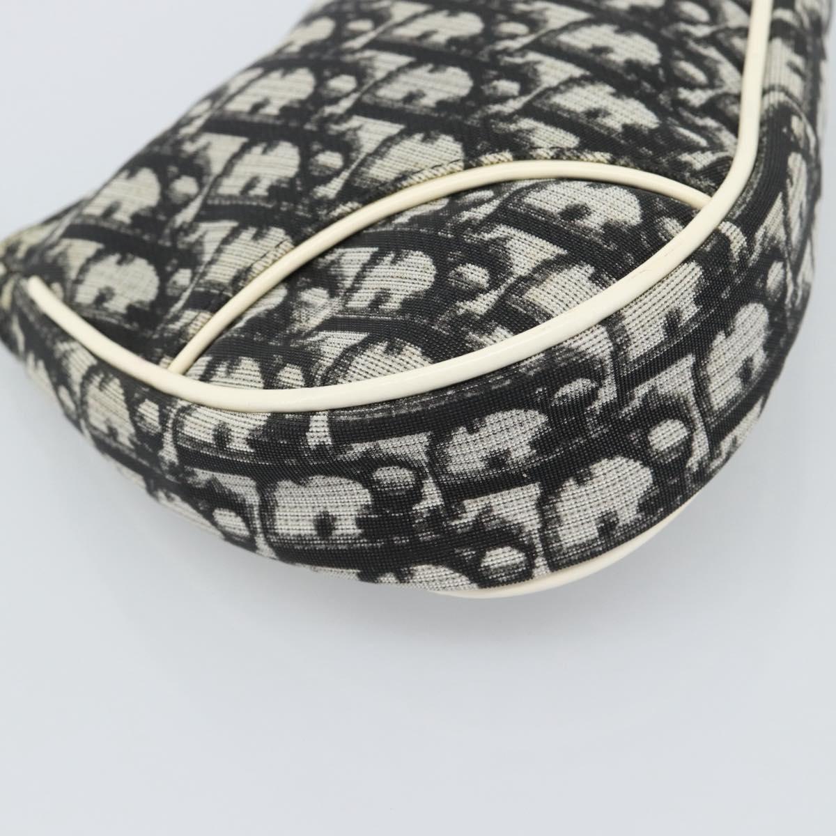 Christian Dior Trotter Canvas Saddle Pouch PVC Black Silver Auth 188238