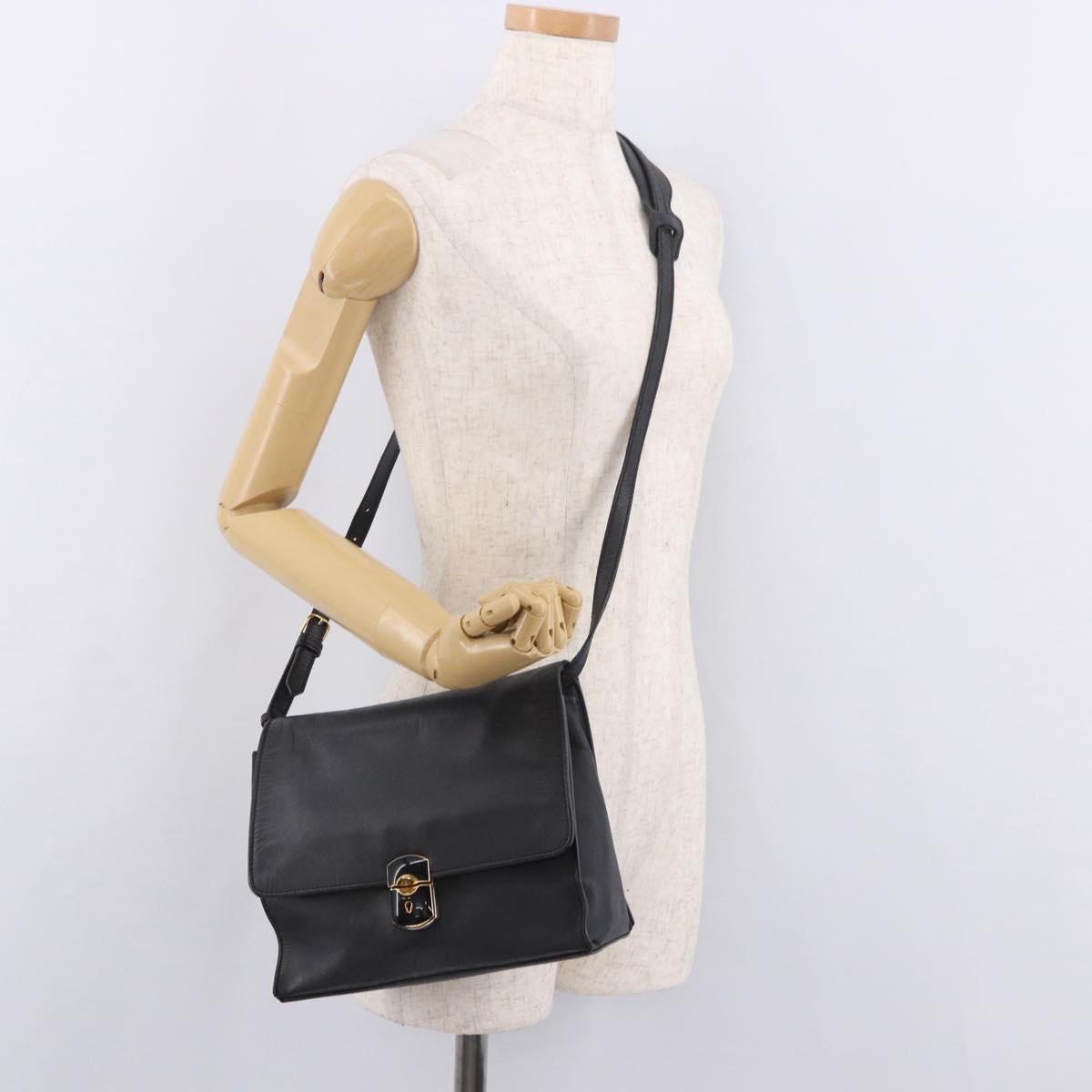 BALENCIAGA Afternoon Shoulder Bag Leather Black Gold 293862 Auth 188241