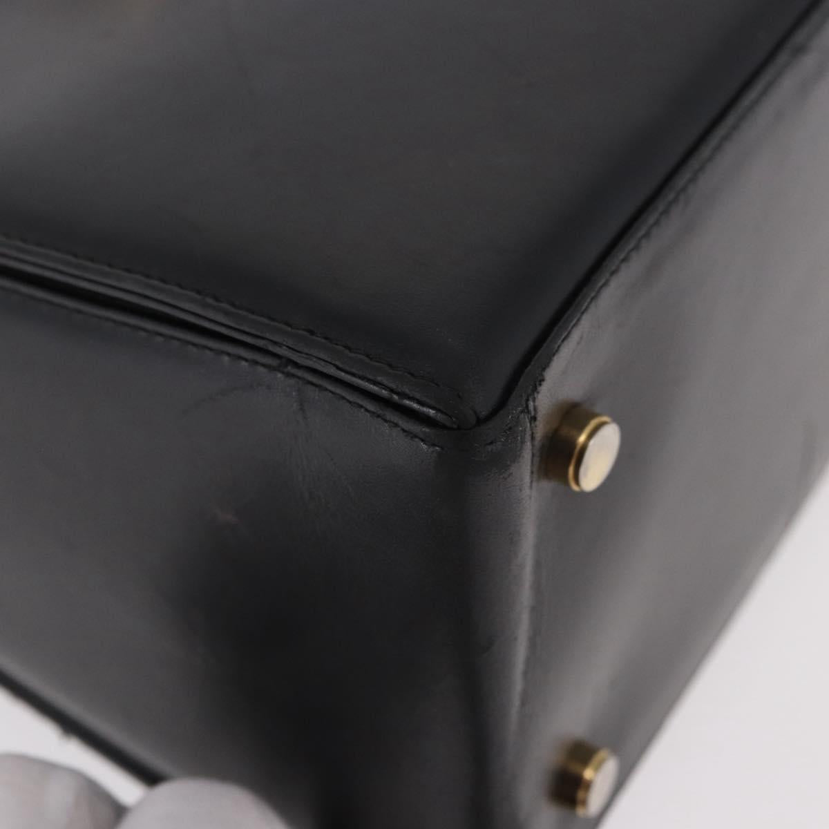 Salvatore Ferragamo Gancini Hand Bag Leather Black Gold Auth 188245