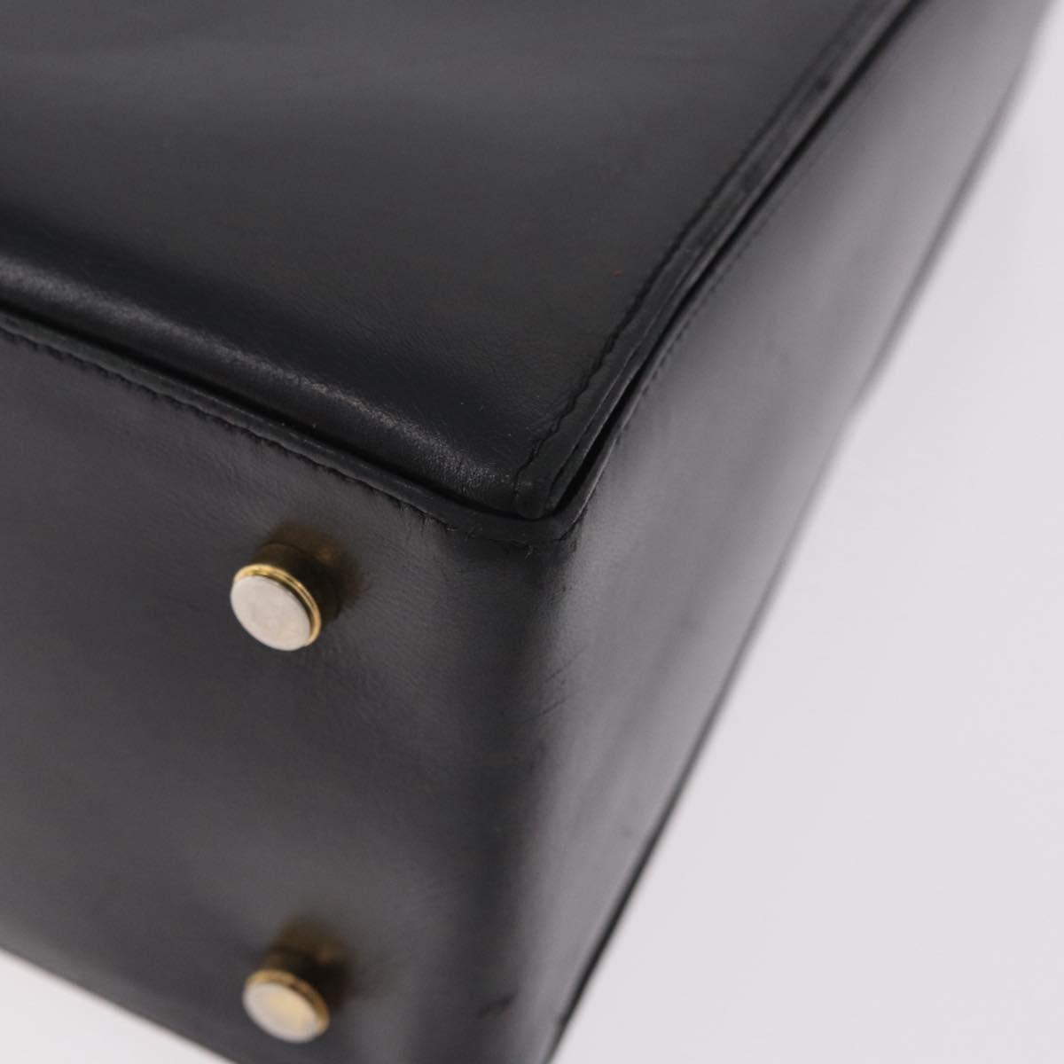 Salvatore Ferragamo Gancini Hand Bag Leather Black Gold Auth 188245