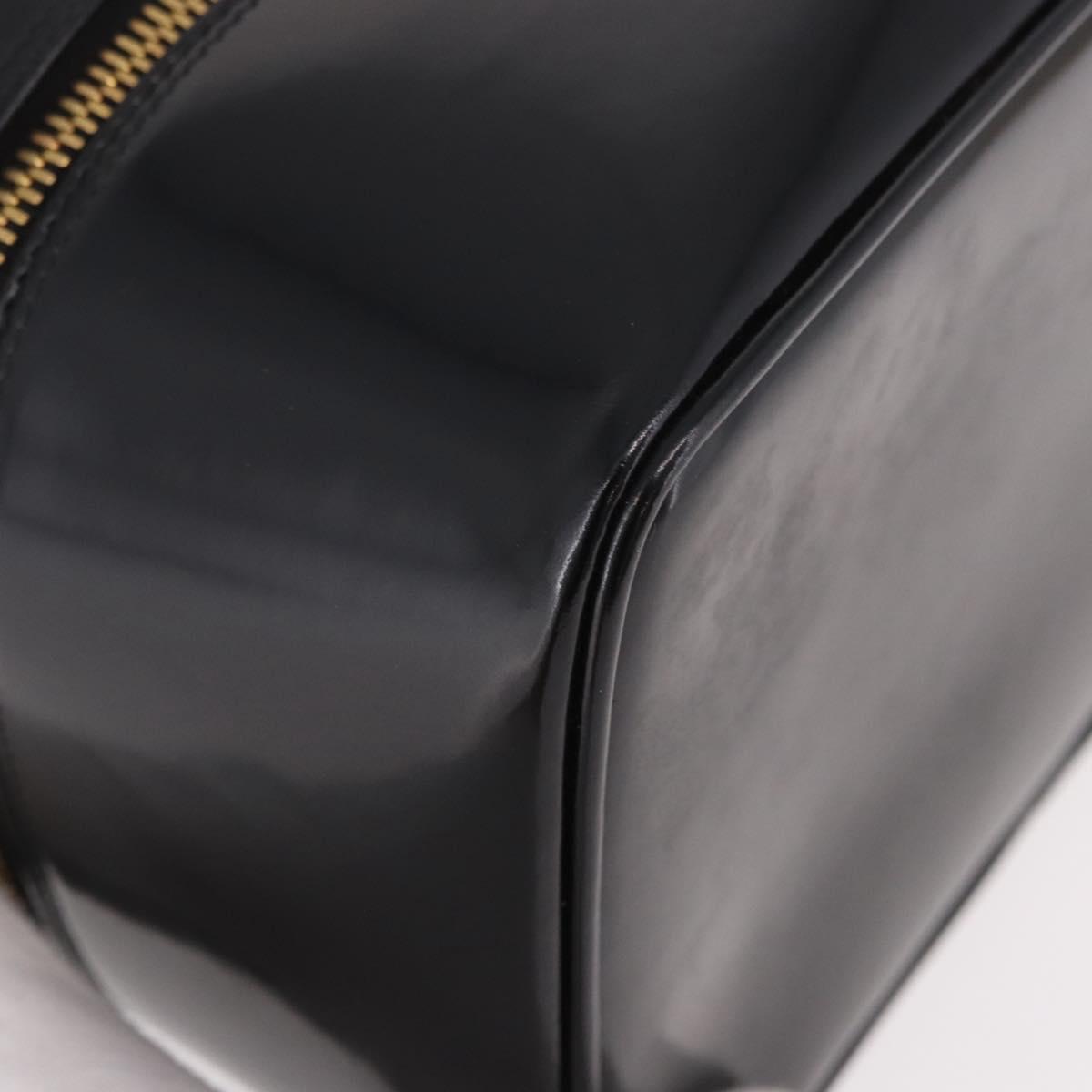 GUCCI Vanity Hand Bag Patent Leather Black Gold 032 1956 0150 Auth 188246