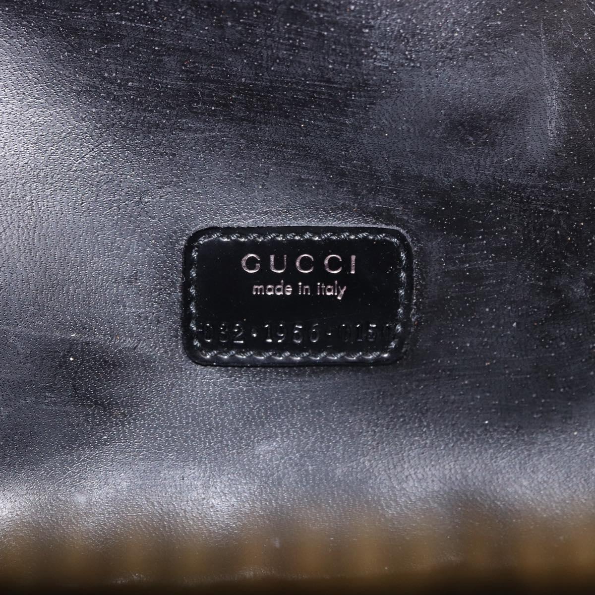 GUCCI Vanity Hand Bag Patent Leather Black Gold 032 1956 0150 Auth 188246