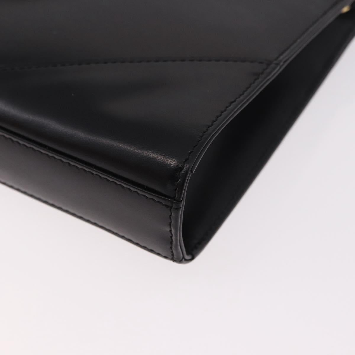 GIVENCHY Shoulder Bag Leather Black Gold Auth 188247