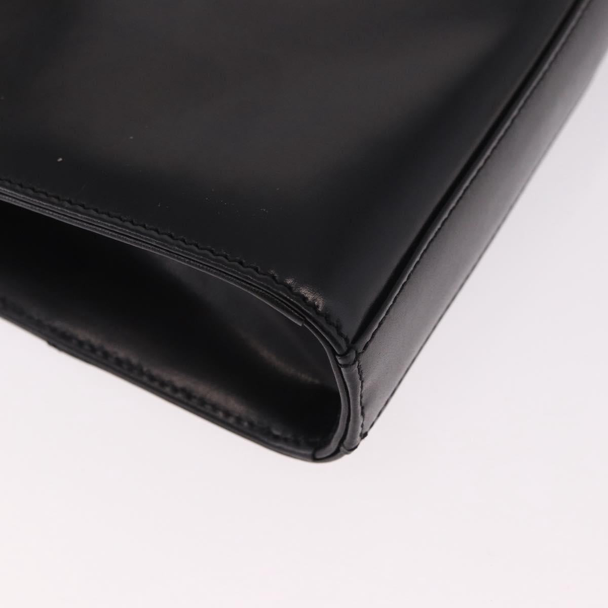 GIVENCHY Shoulder Bag Leather Black Gold Auth 188247