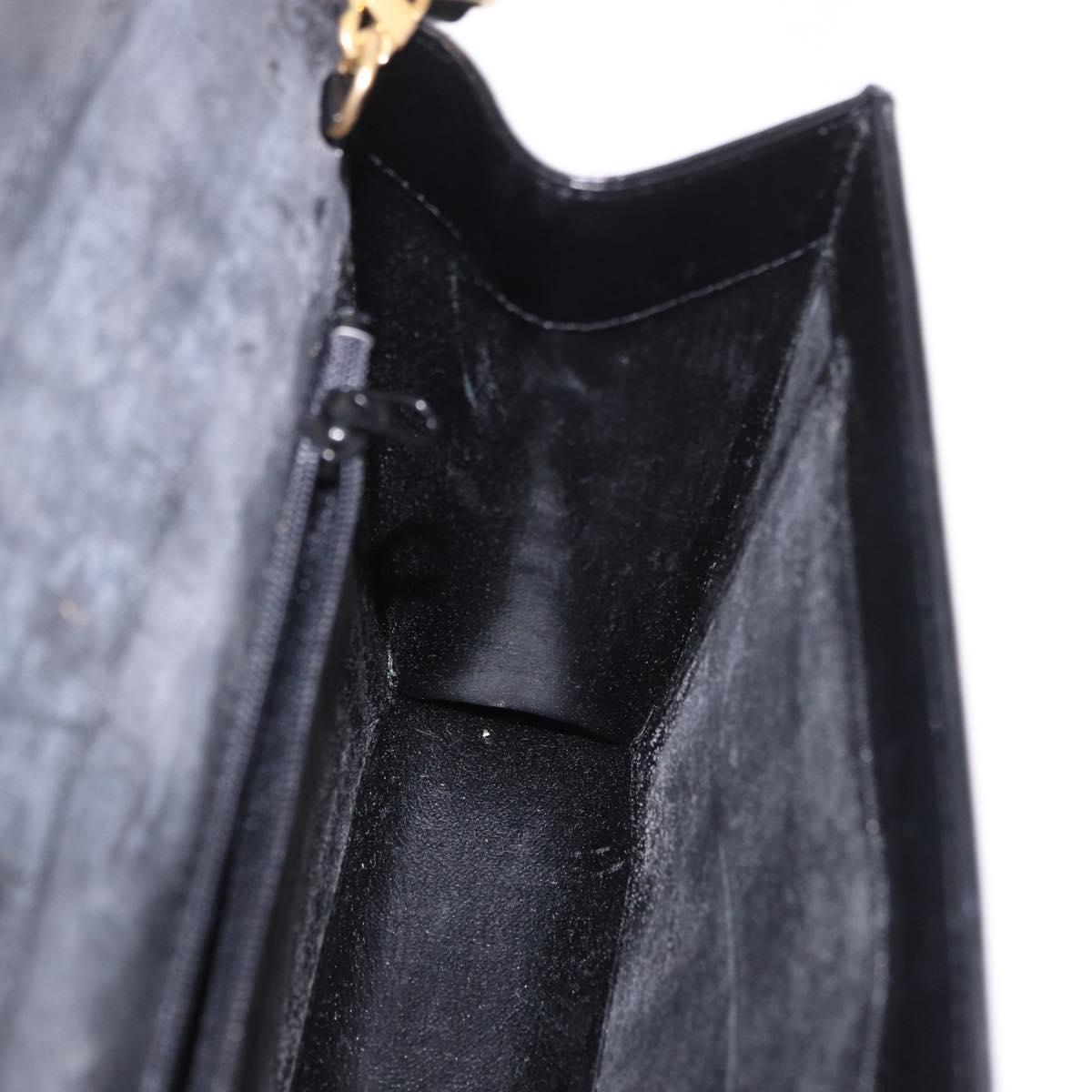 GIVENCHY Shoulder Bag Leather Black Gold Auth 188247