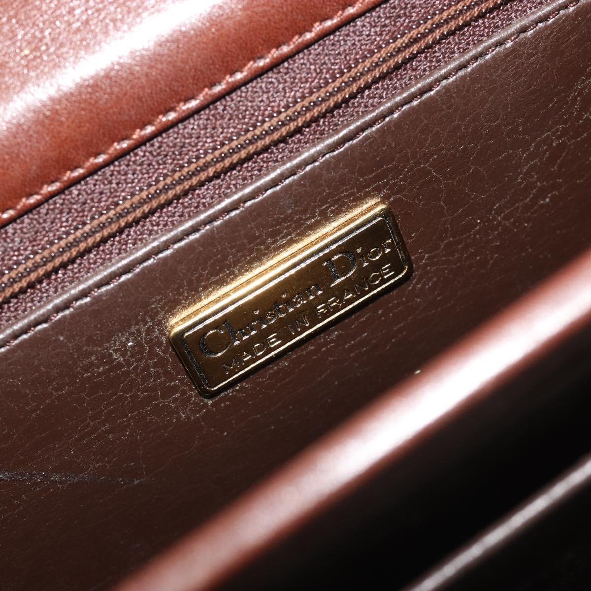 Christian Dior Shoulder Bag Leather Brown Gold Auth 188248