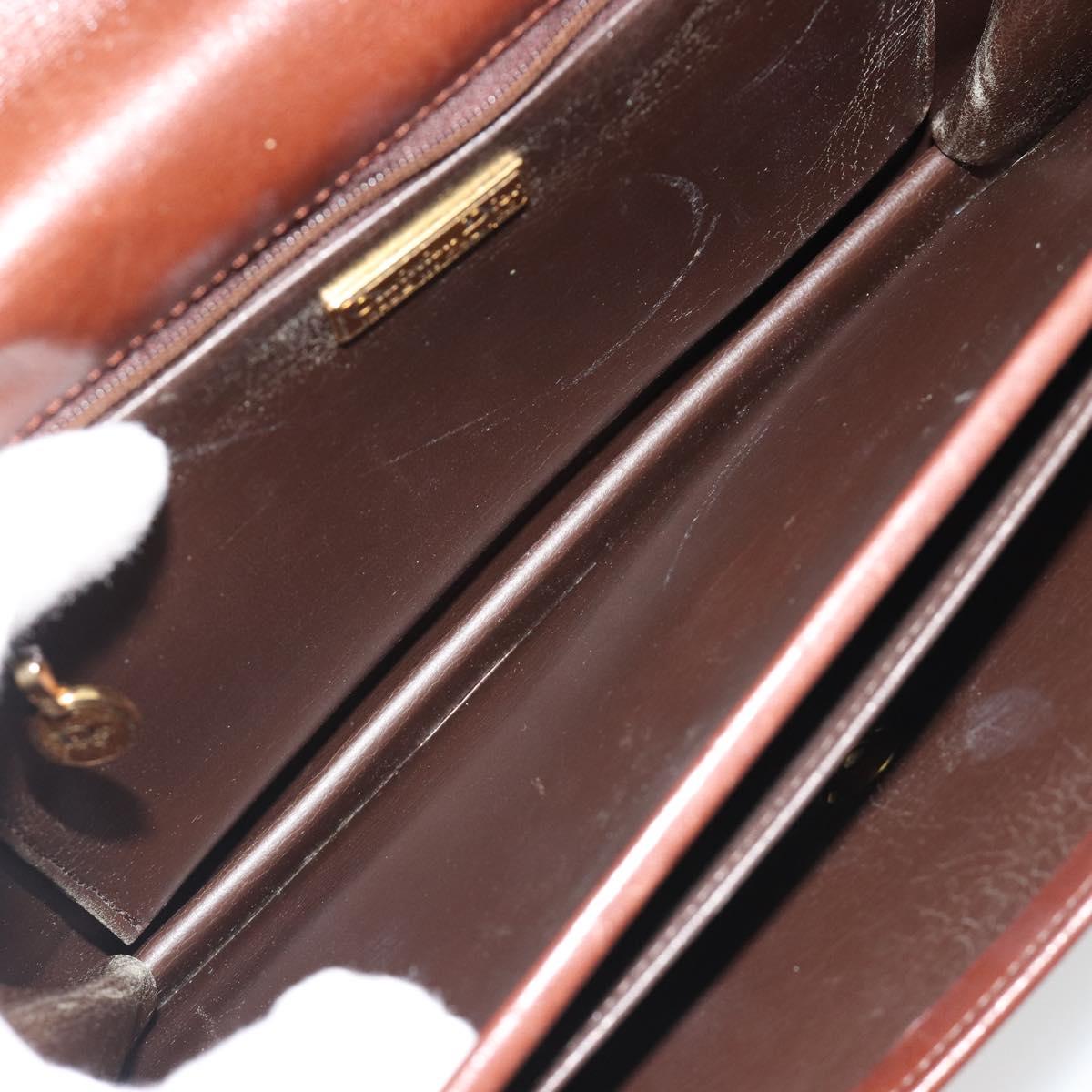 Christian Dior Shoulder Bag Leather Brown Gold Auth 188248