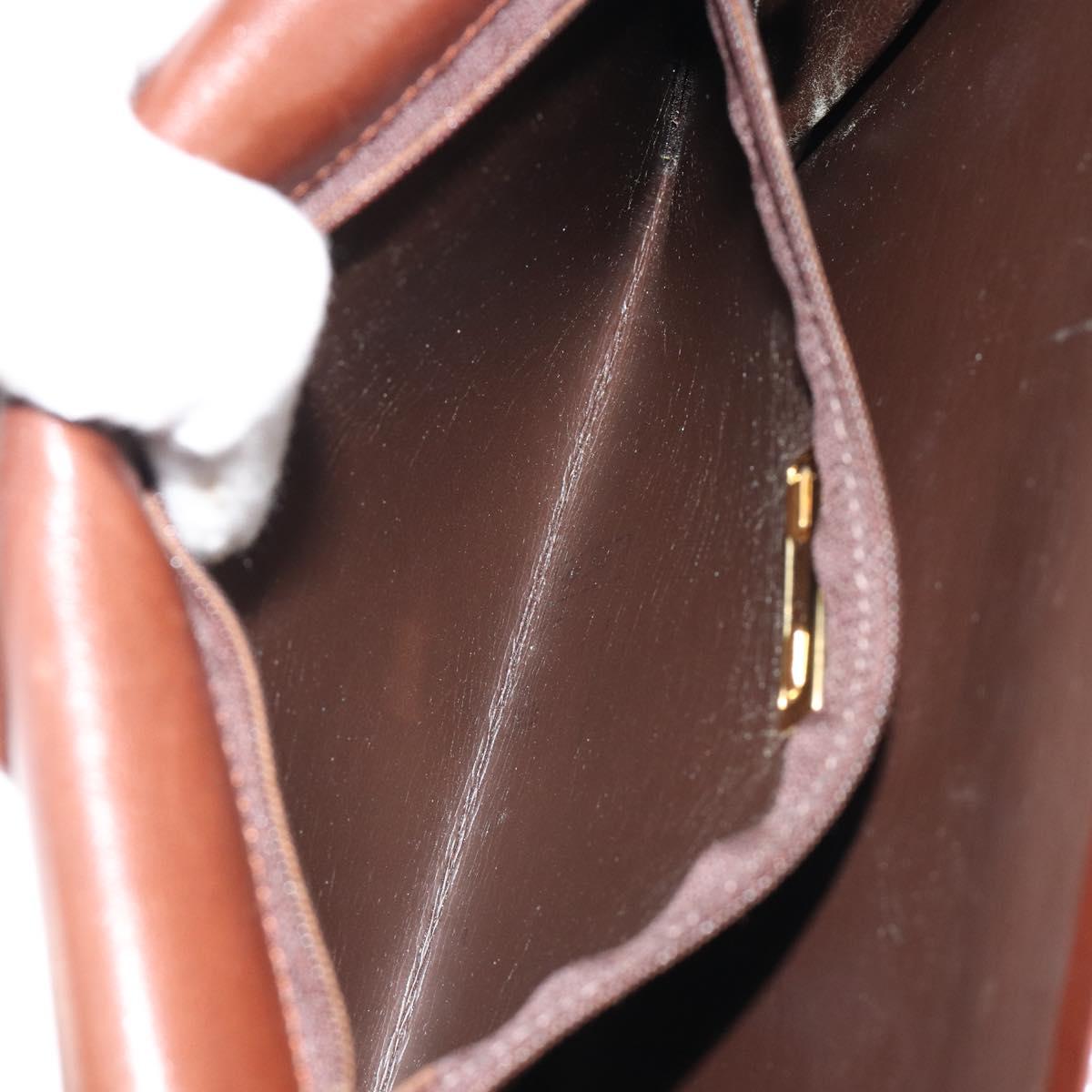 Christian Dior Shoulder Bag Leather Brown Gold Auth 188248
