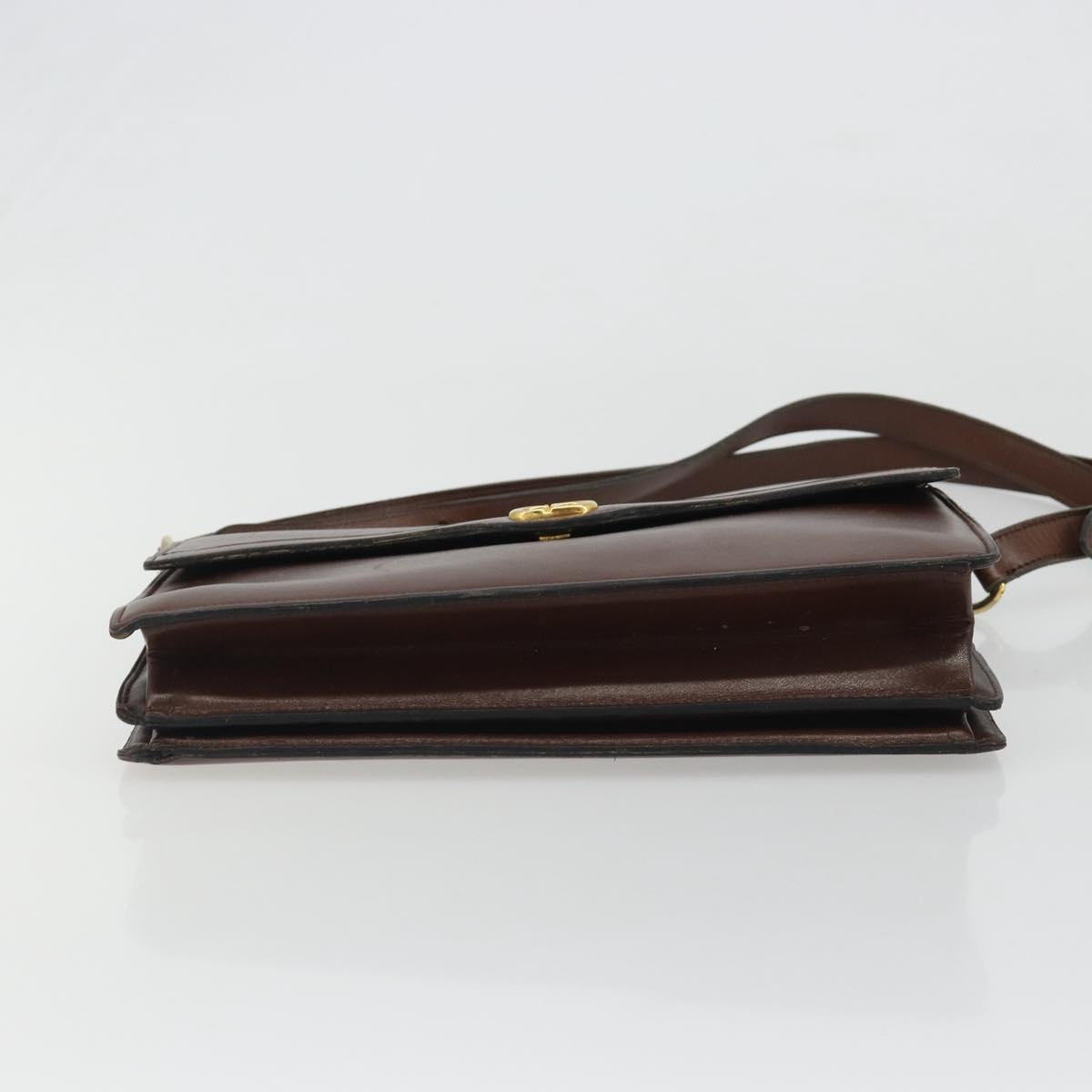 Christian Dior Shoulder Bag Leather Brown Gold Auth 188248