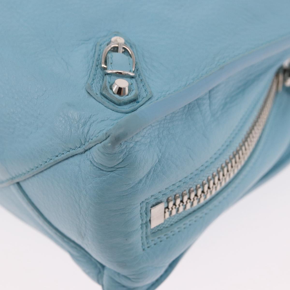 BALENCIAGA Paper Mini Bag Leather 2way Light Blue Silver 357333 Auth 188250A