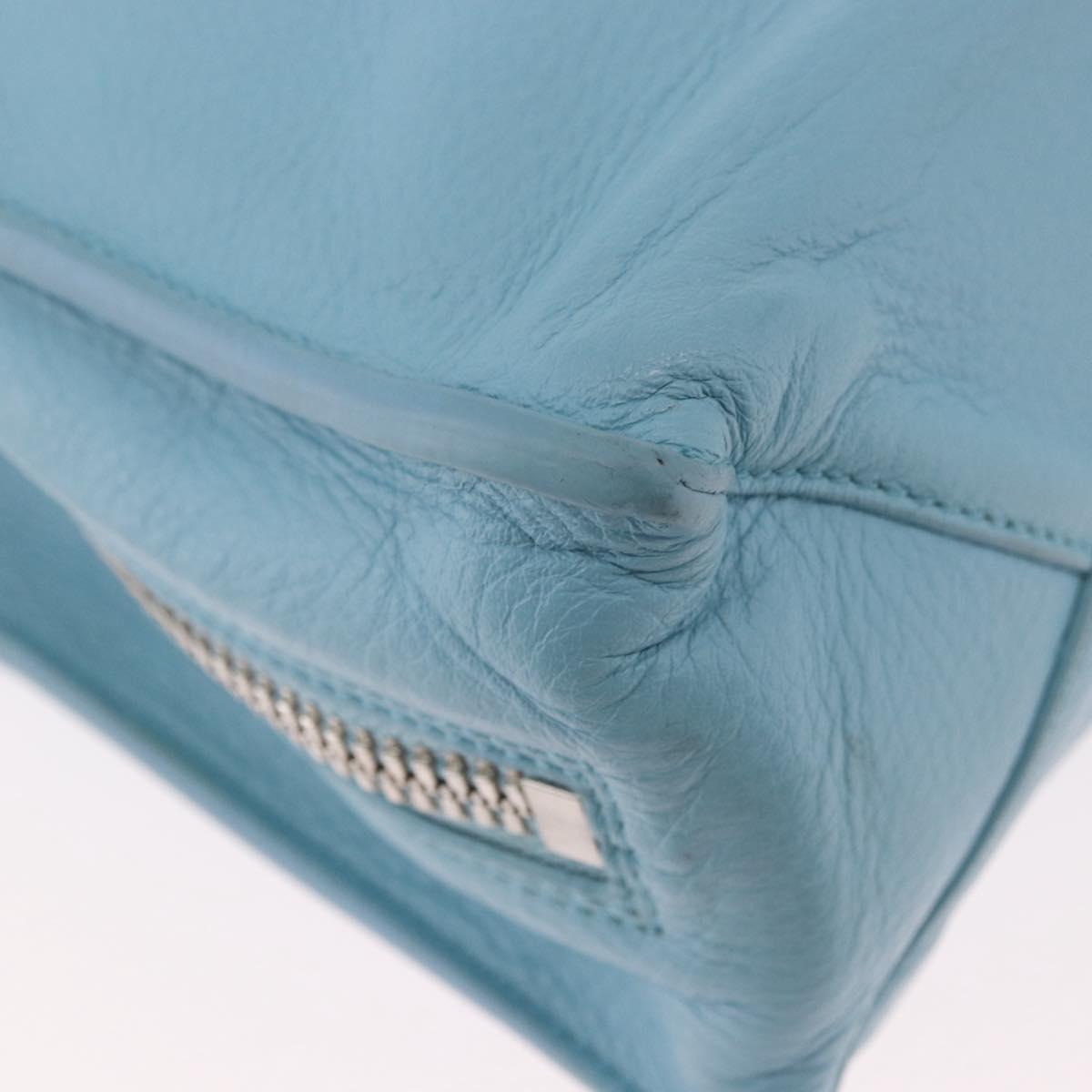 BALENCIAGA Paper Mini Bag Leather 2way Light Blue Silver 357333 Auth 188250A