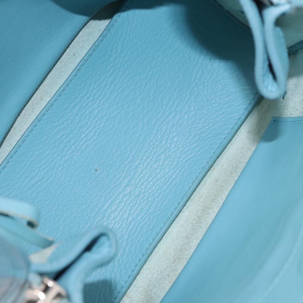 BALENCIAGA Paper Mini Bag Leather 2way Light Blue Silver 357333 Auth 188250A