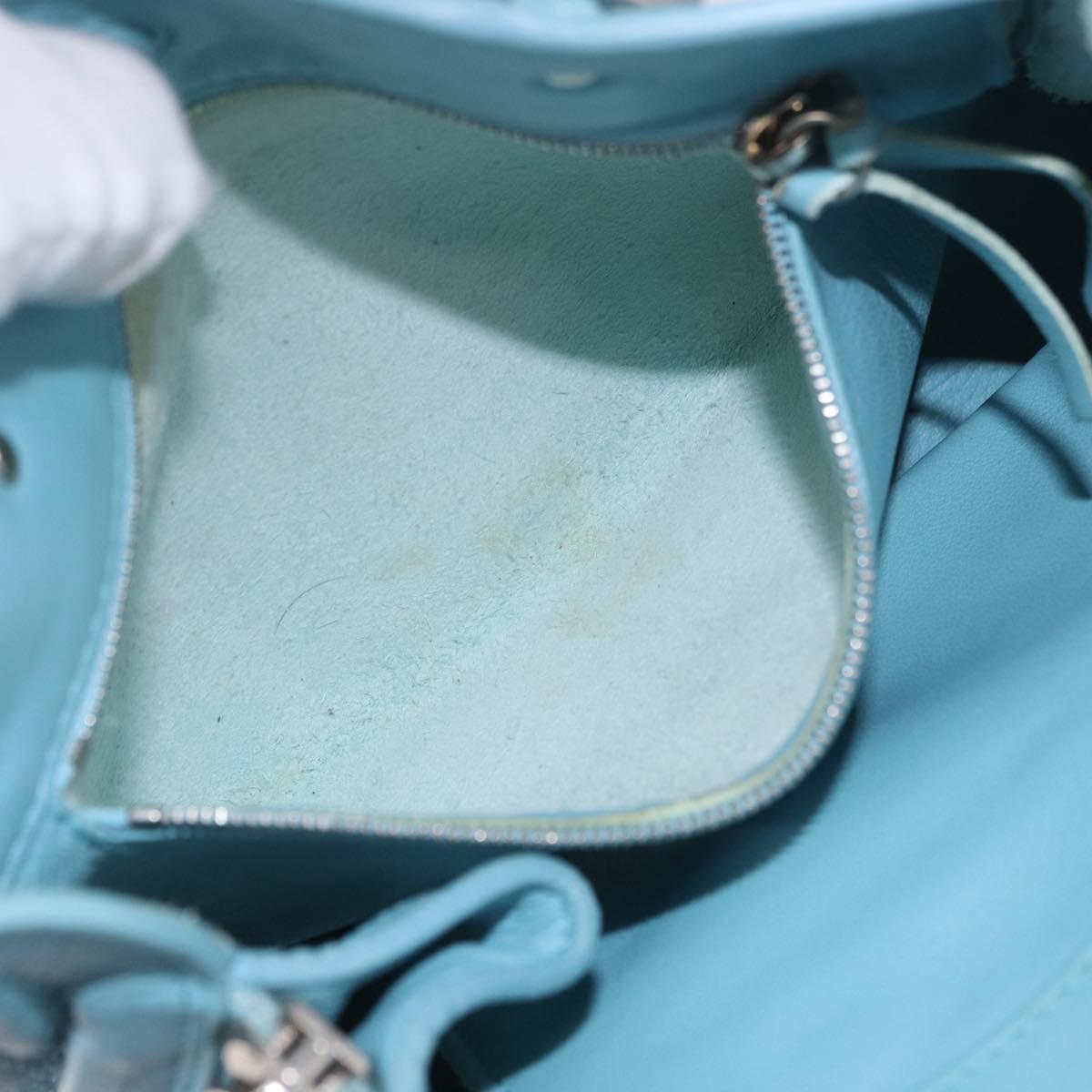 BALENCIAGA Paper Mini Bag Leather 2way Light Blue Silver 357333 Auth 188250A