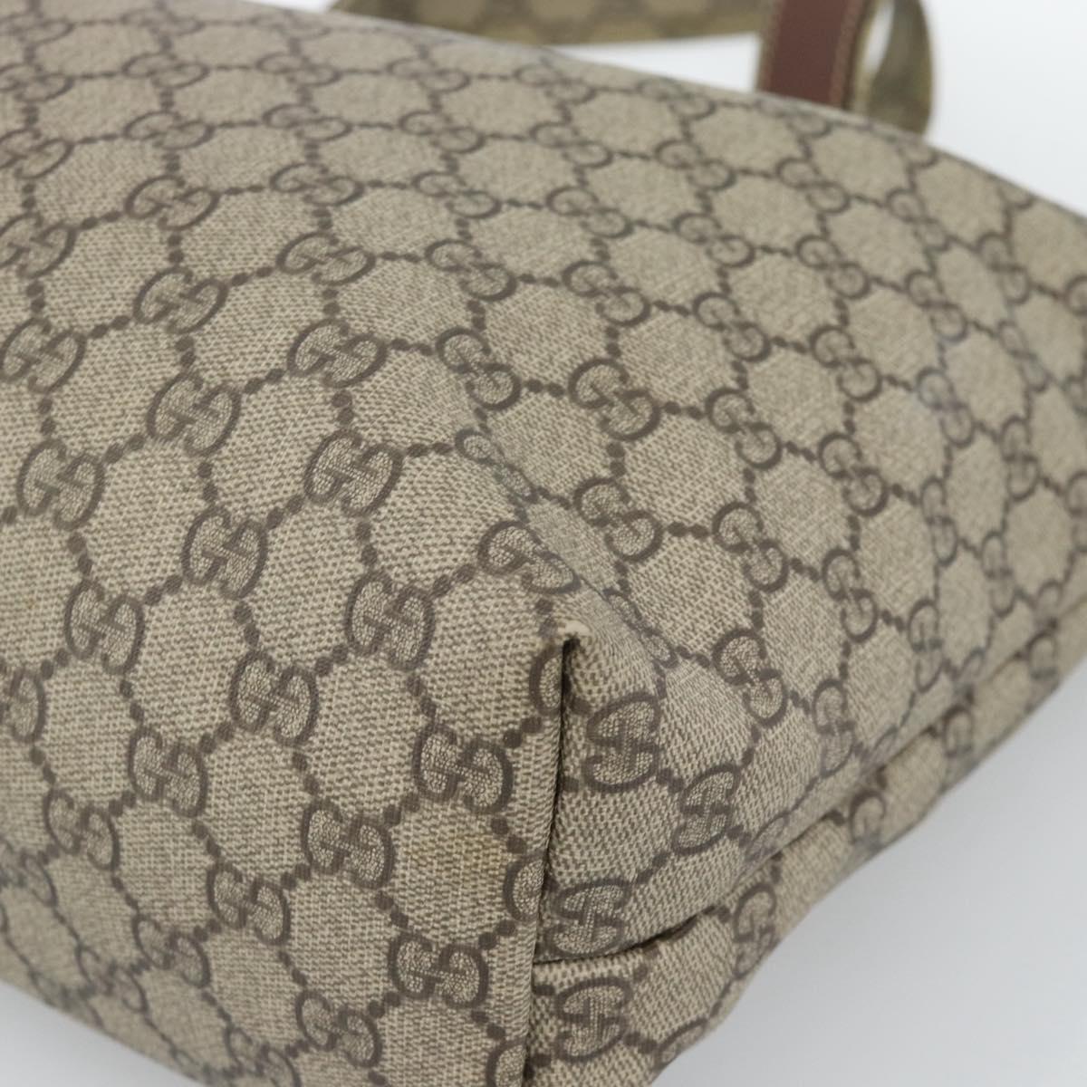GUCCI GG Supreme Web Sherry Line Tote Bag PVC Beige Gold 211134 Auth 188252A