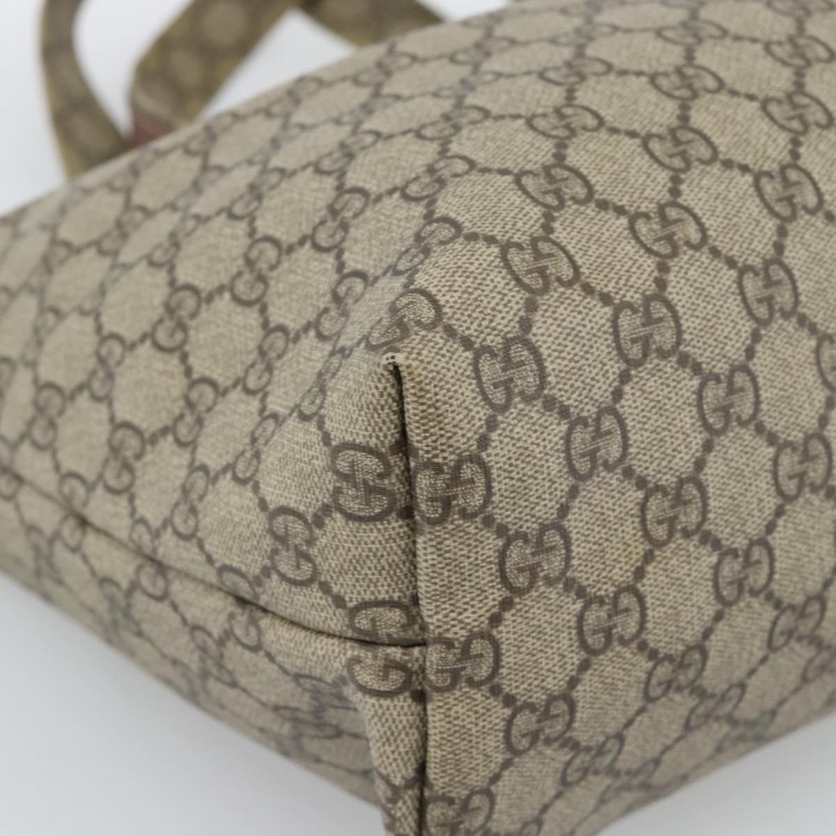 GUCCI GG Supreme Web Sherry Line Tote Bag PVC Beige Gold 211134 Auth 188252A