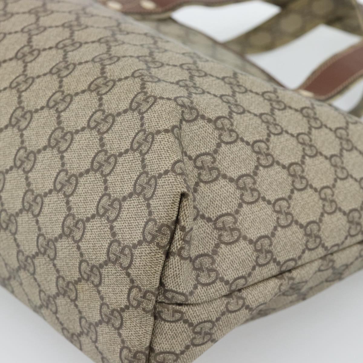 GUCCI GG Supreme Web Sherry Line Tote Bag PVC Beige Gold 211134 Auth 188252A