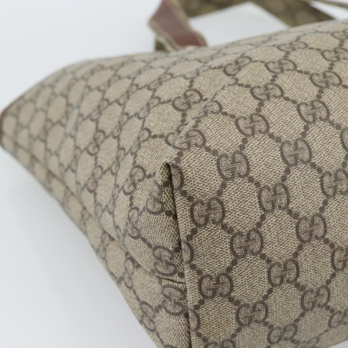 GUCCI GG Supreme Web Sherry Line Tote Bag PVC Beige Gold 211134 Auth 188252A