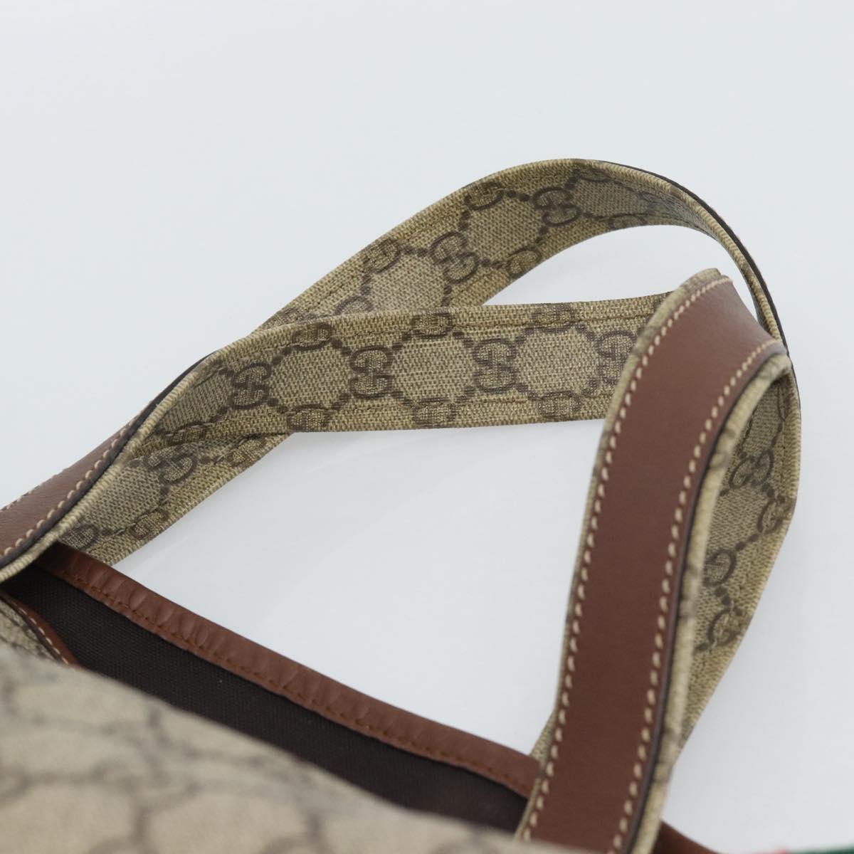GUCCI GG Supreme Web Sherry Line Tote Bag PVC Beige Gold 211134 Auth 188252A