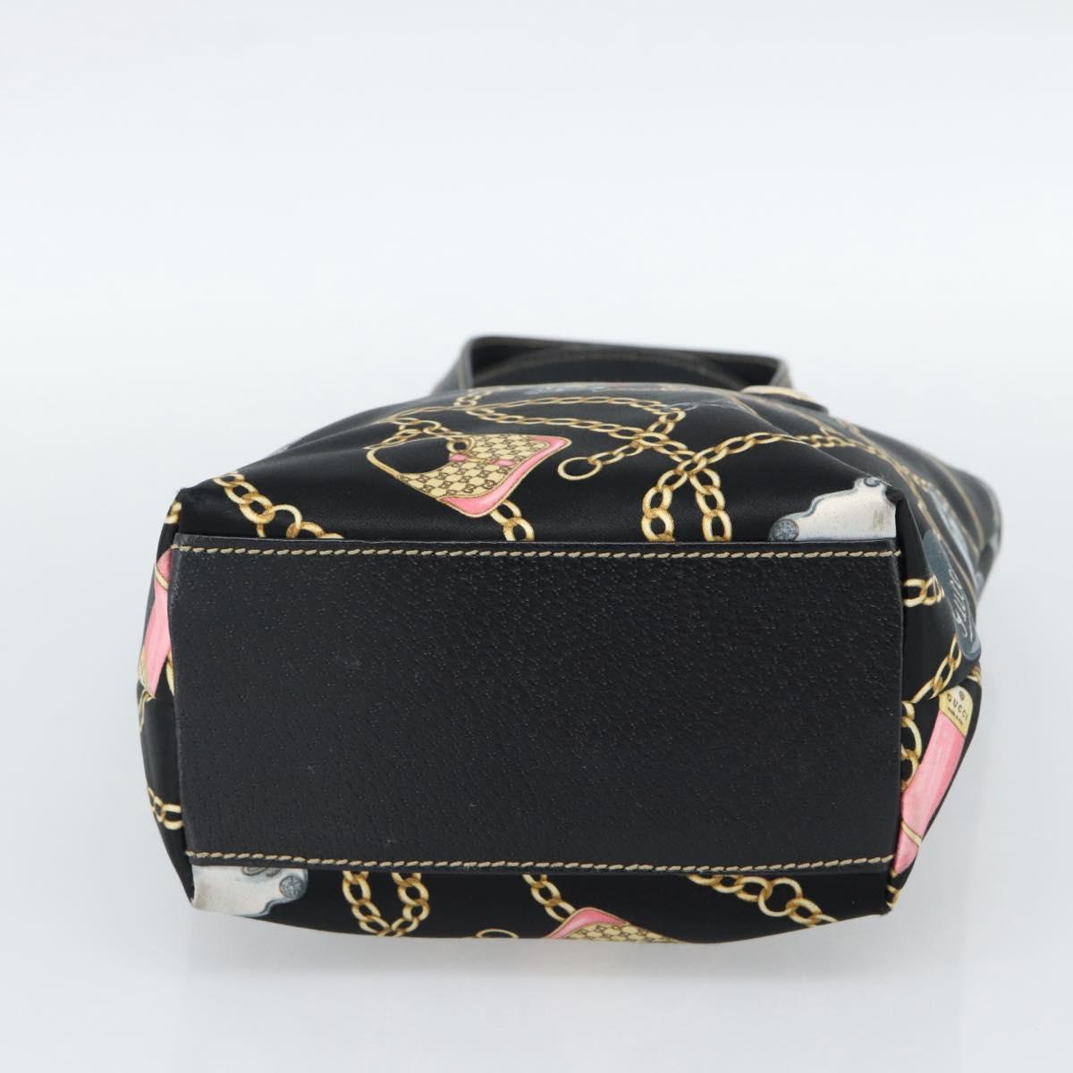 GUCCI Hand Bag Satin Black Gold 153361 Auth 188253A