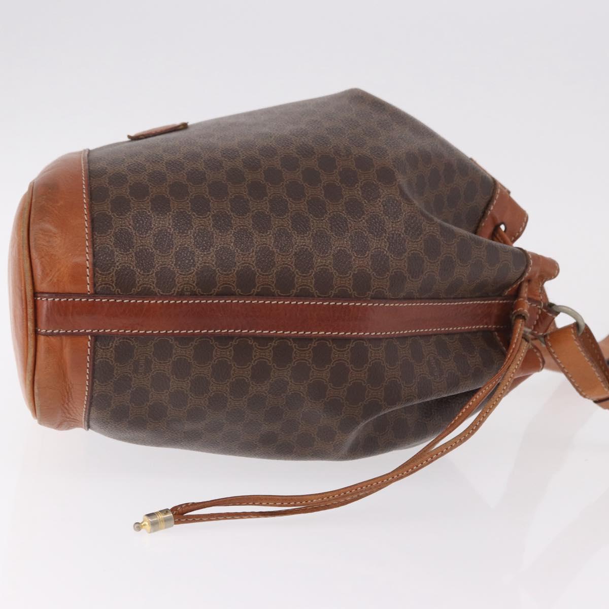 CELINE Macadam Canvas Shoulder Bag PVC Leather Brown Gold Auth 188254
