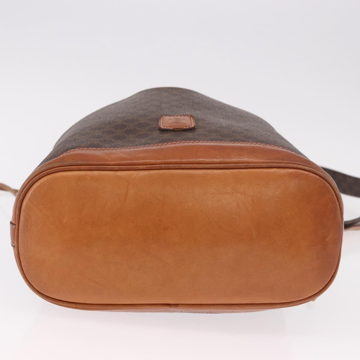 CELINE Macadam Canvas Shoulder Bag PVC Leather Brown Gold Auth 188254