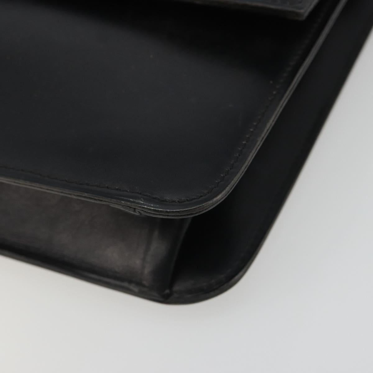 Christian Dior Shoulder Bag Leather Black Gold Auth 188255