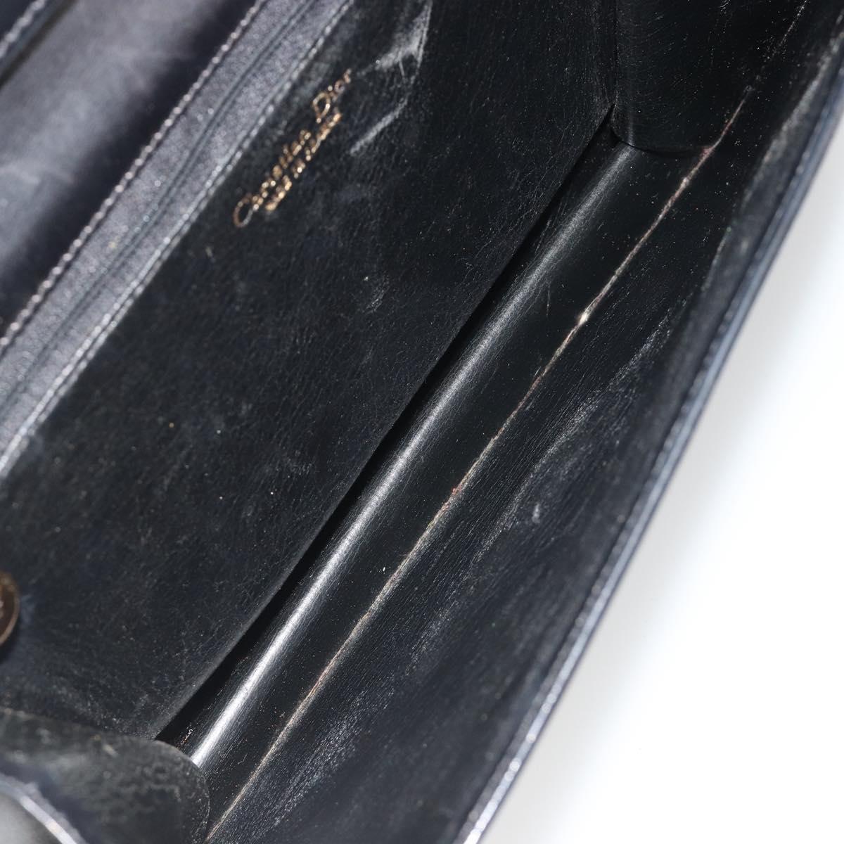 Christian Dior Shoulder Bag Leather Black Gold Auth 188255