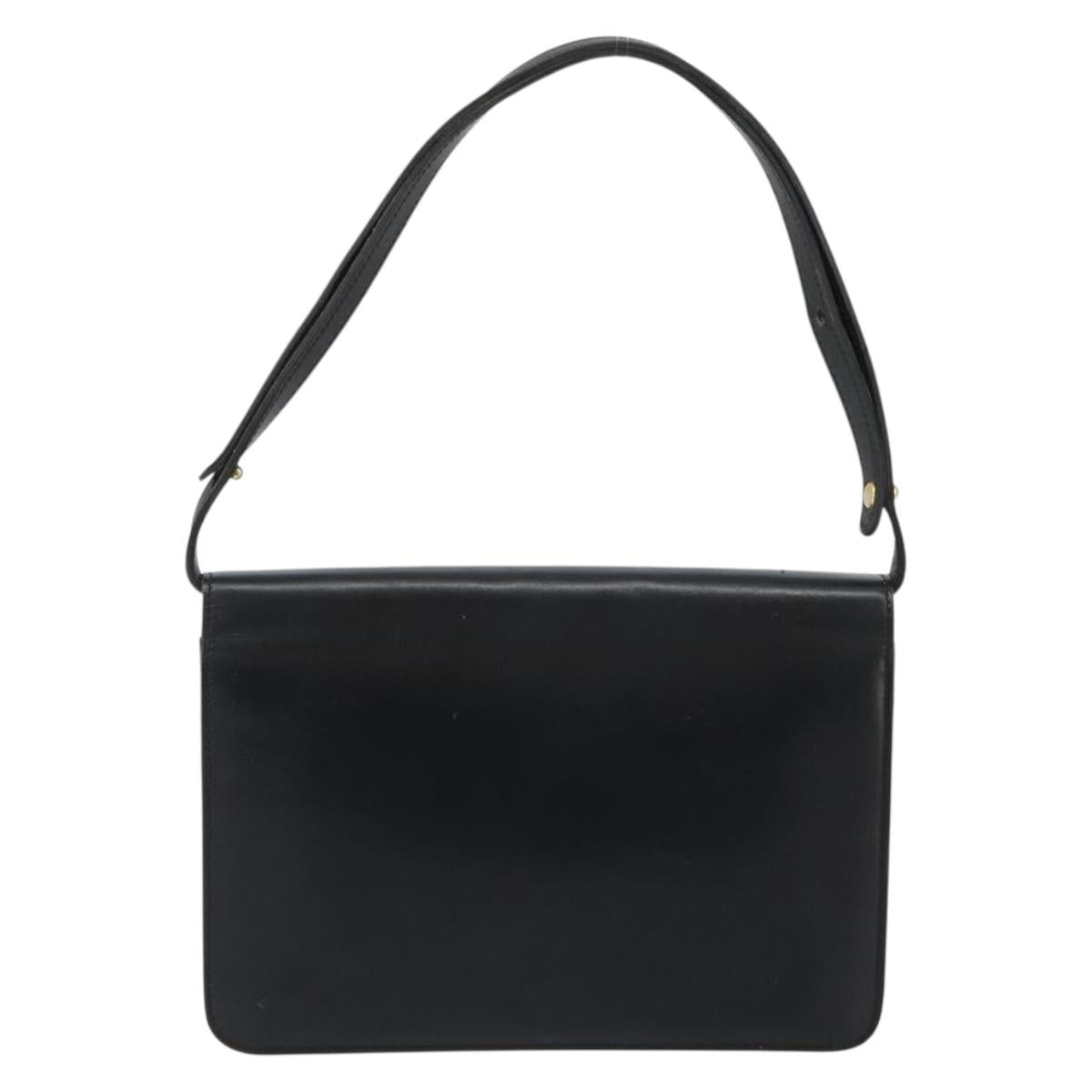 Christian Dior Shoulder Bag Leather Black Gold Auth 188255
