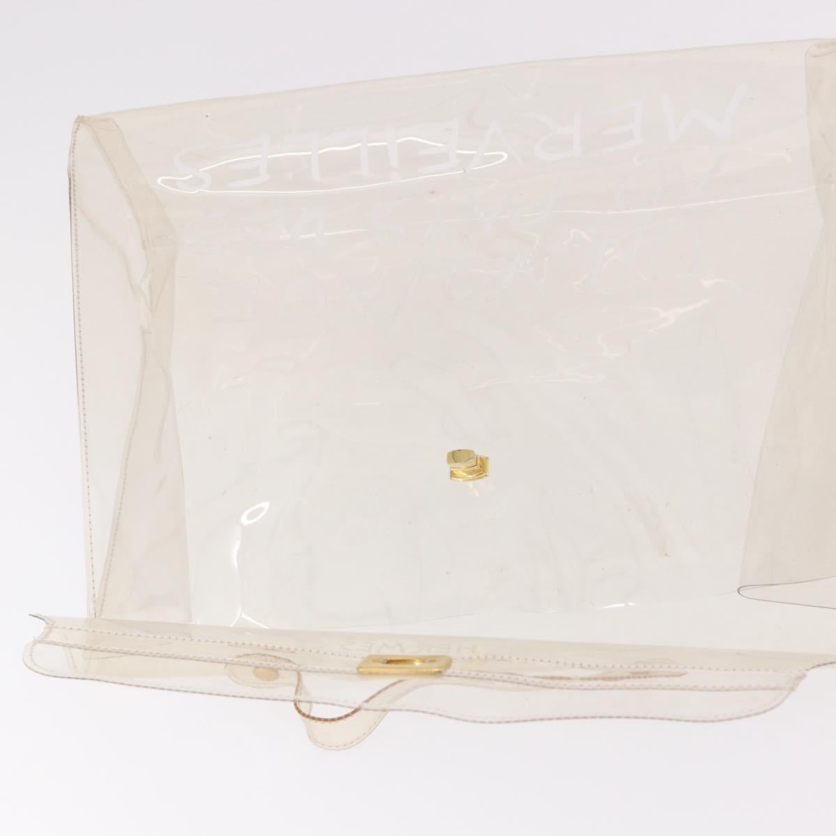 HERMES Vinyl Kelly Hand Bag Vinyl Clear Gold Auth 188256
