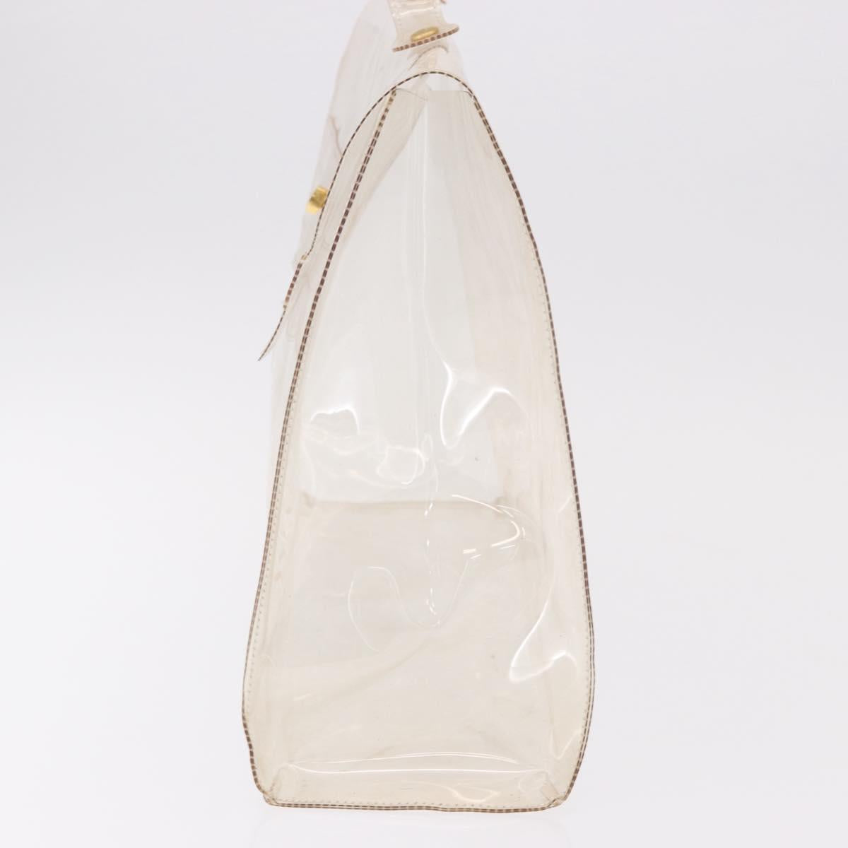 HERMES Vinyl Kelly Hand Bag Vinyl Clear Gold Auth 188256