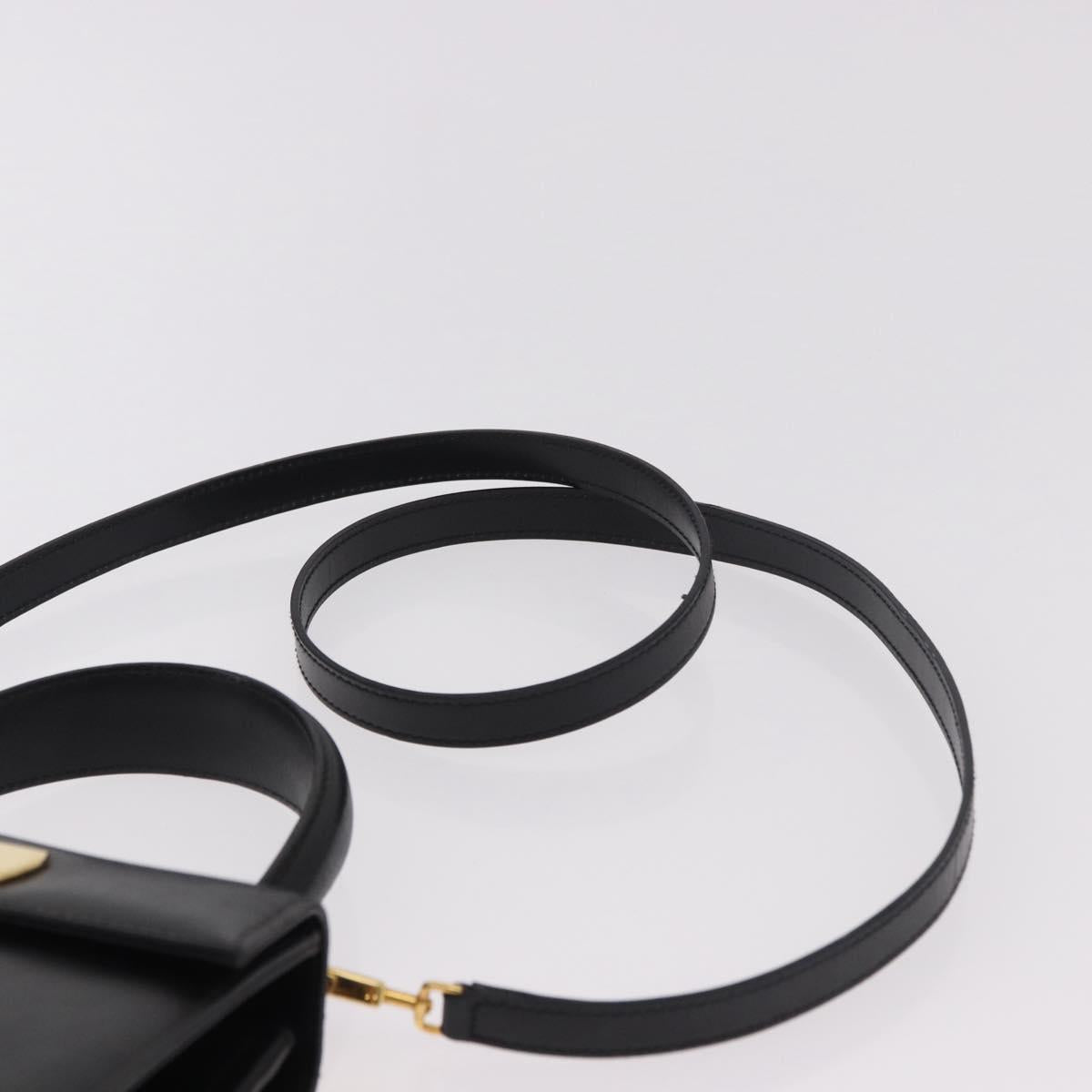 Salvatore Ferragamo Hand Bag Leather 2way Black Gold Auth 188257