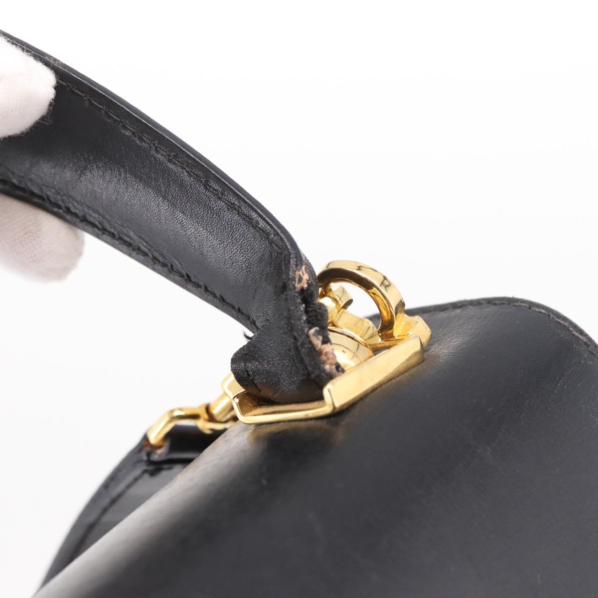 Salvatore Ferragamo Hand Bag Leather 2way Black Gold Auth 188257