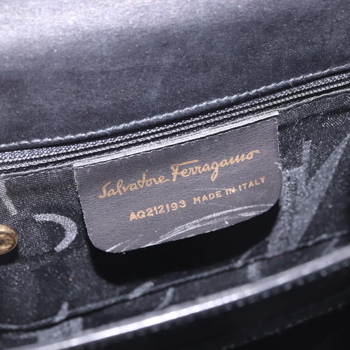 Salvatore Ferragamo Hand Bag Leather 2way Black Gold Auth 188257