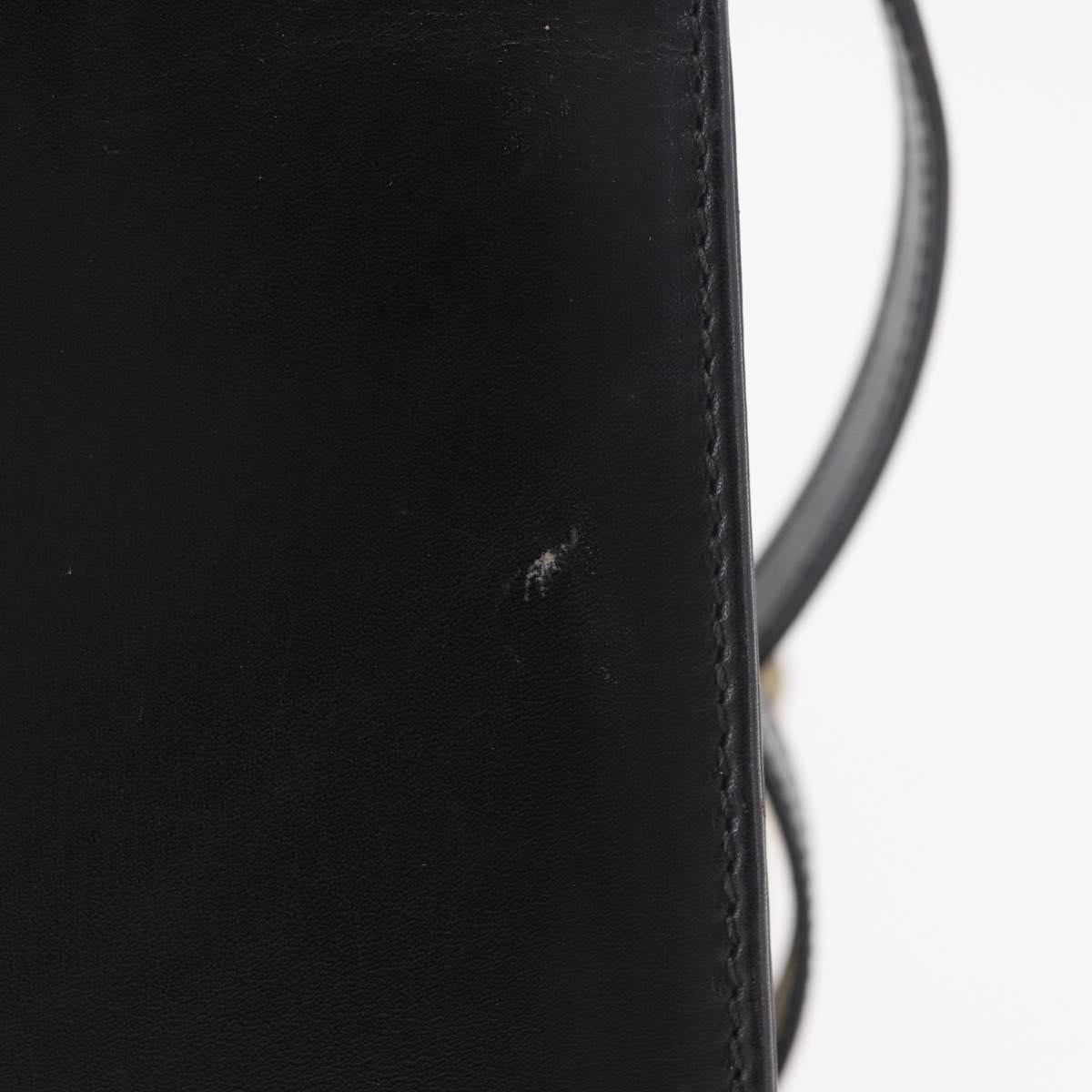 Salvatore Ferragamo Hand Bag Leather 2way Black Gold Auth 188257
