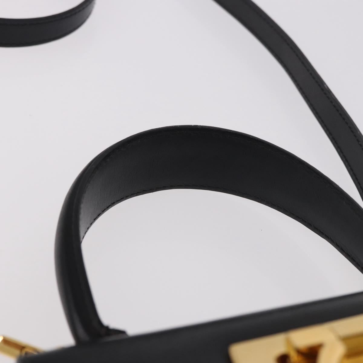 Salvatore Ferragamo Hand Bag Leather 2way Black Gold Auth 188257