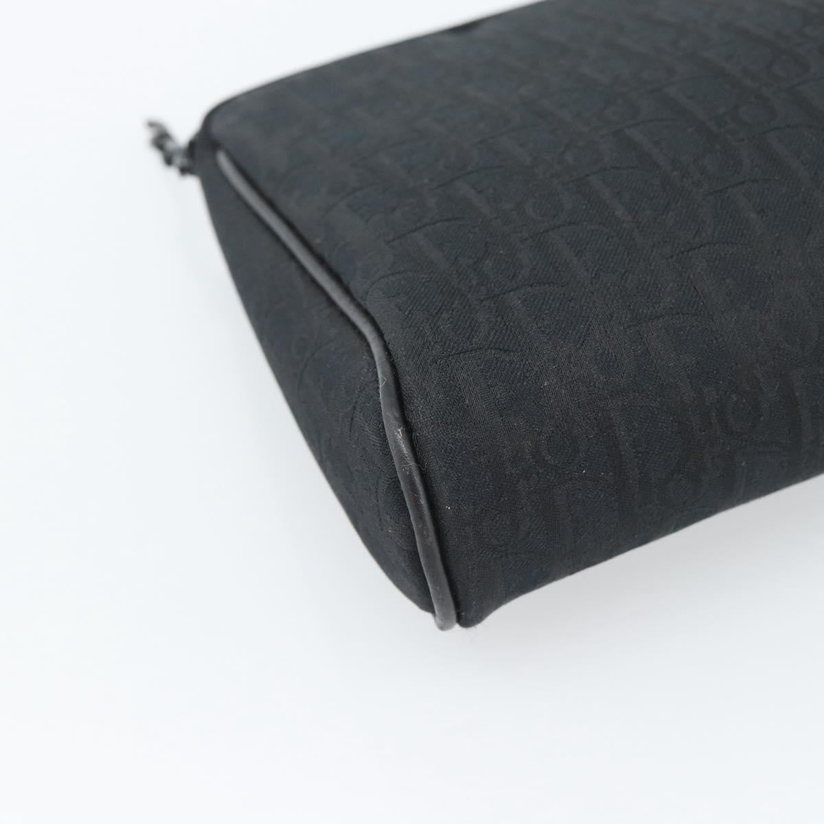 Christian Dior Trotter Canvas Clutch Bag Black Gold Auth 188258A