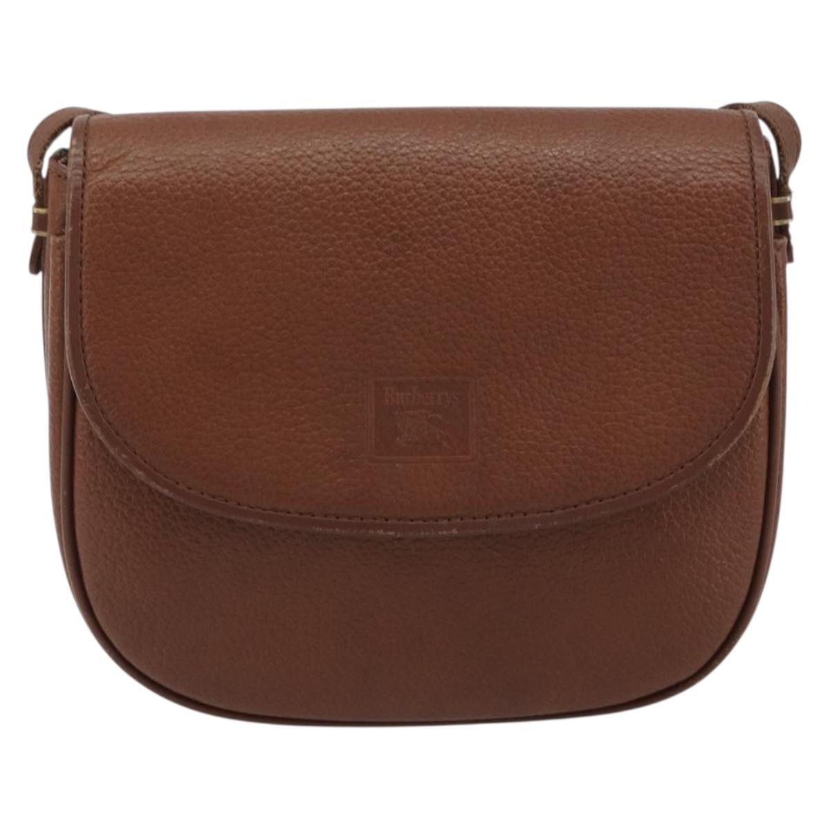Burberrys Shoulder Bag Leather Brown Gold Auth 188259
