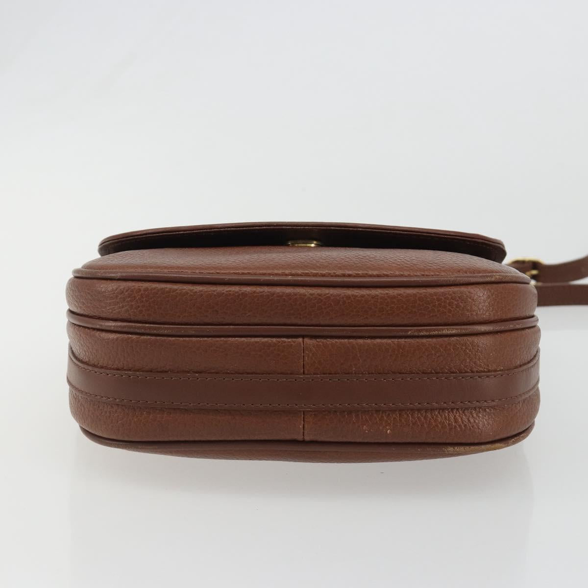 Burberrys Shoulder Bag Leather Brown Gold Auth 188259