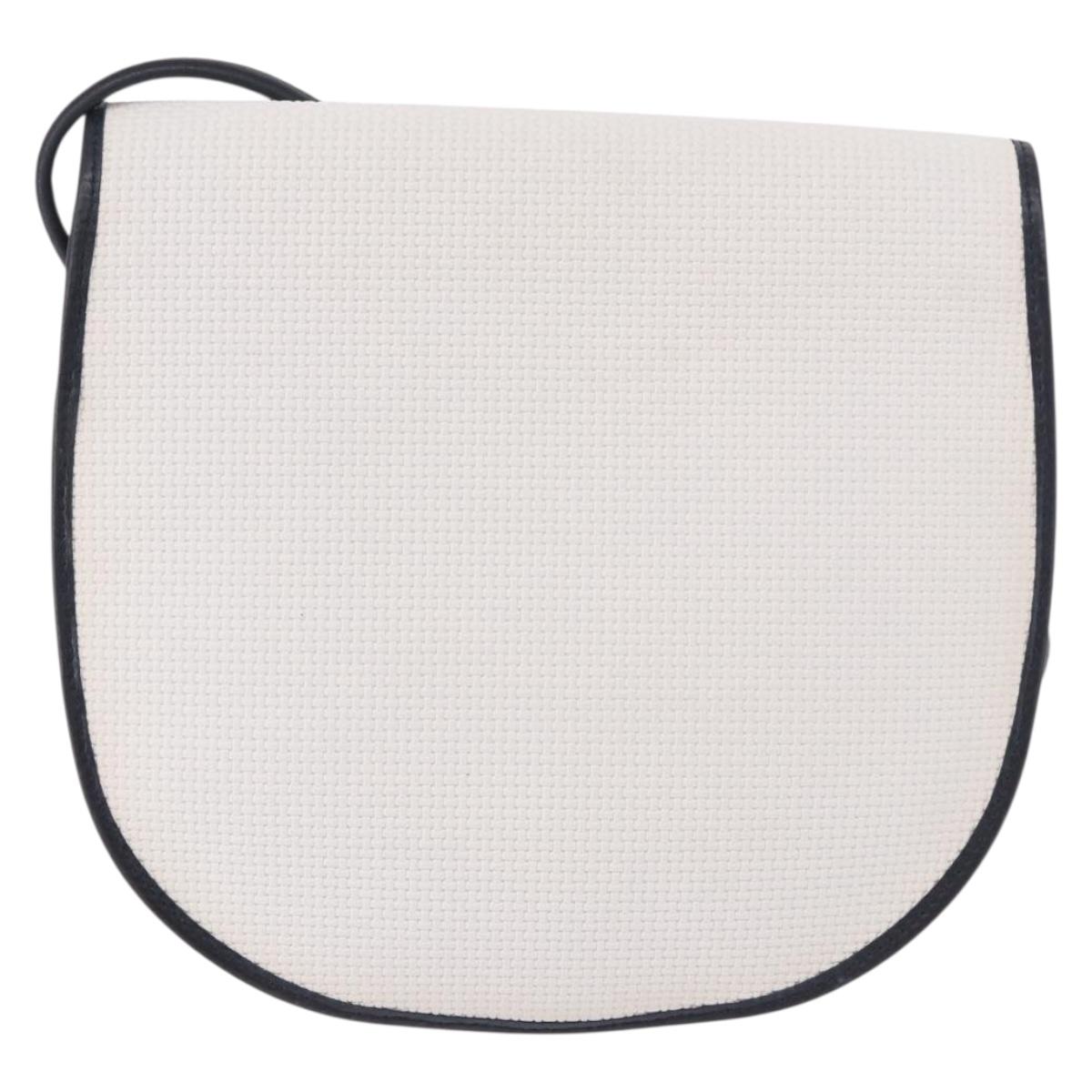 SAINT LAURENT Shoulder Bag PVC Leather White Gold Auth 188261A