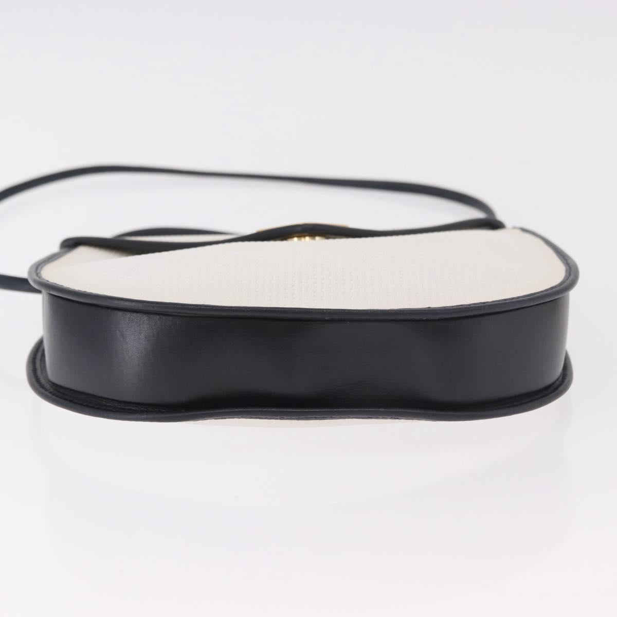 SAINT LAURENT Shoulder Bag PVC Leather White Gold Auth 188261A